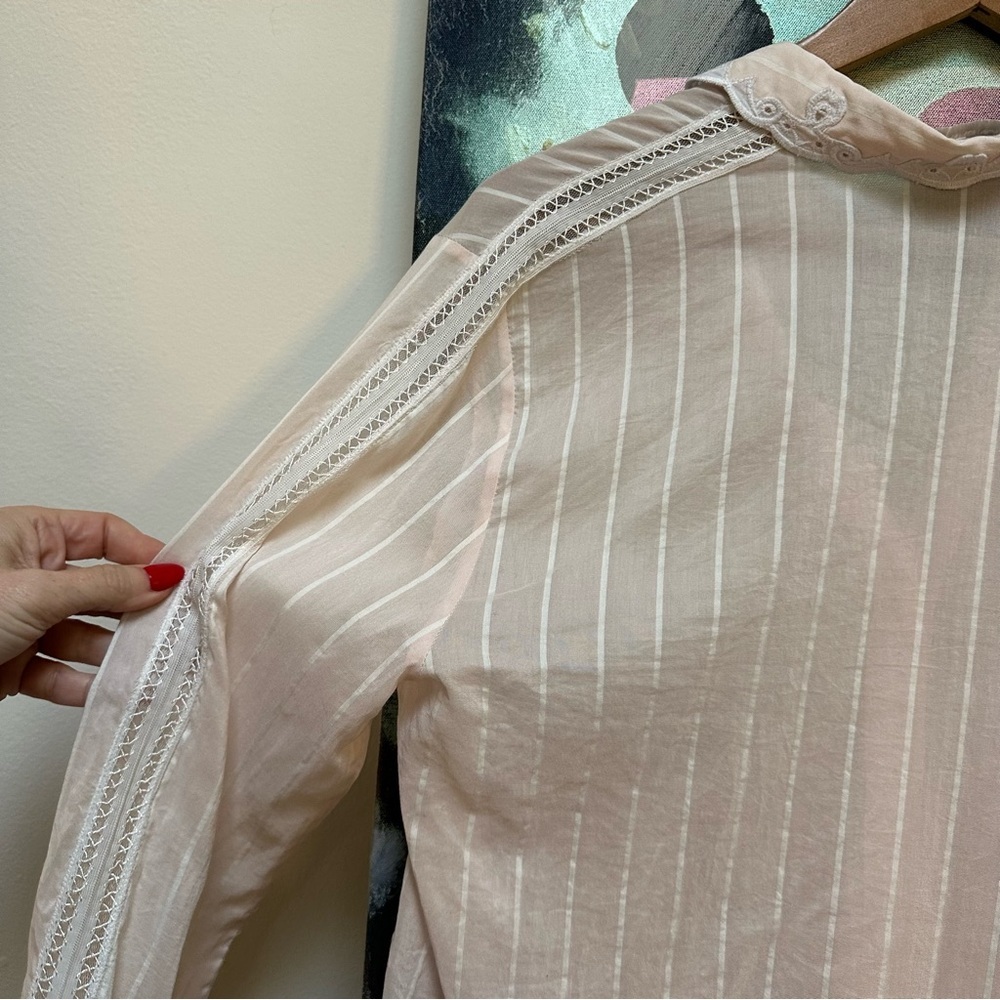 Jonathan Simkhai Pink and white pin-striped silk and lace Top - Picture 8 of 9